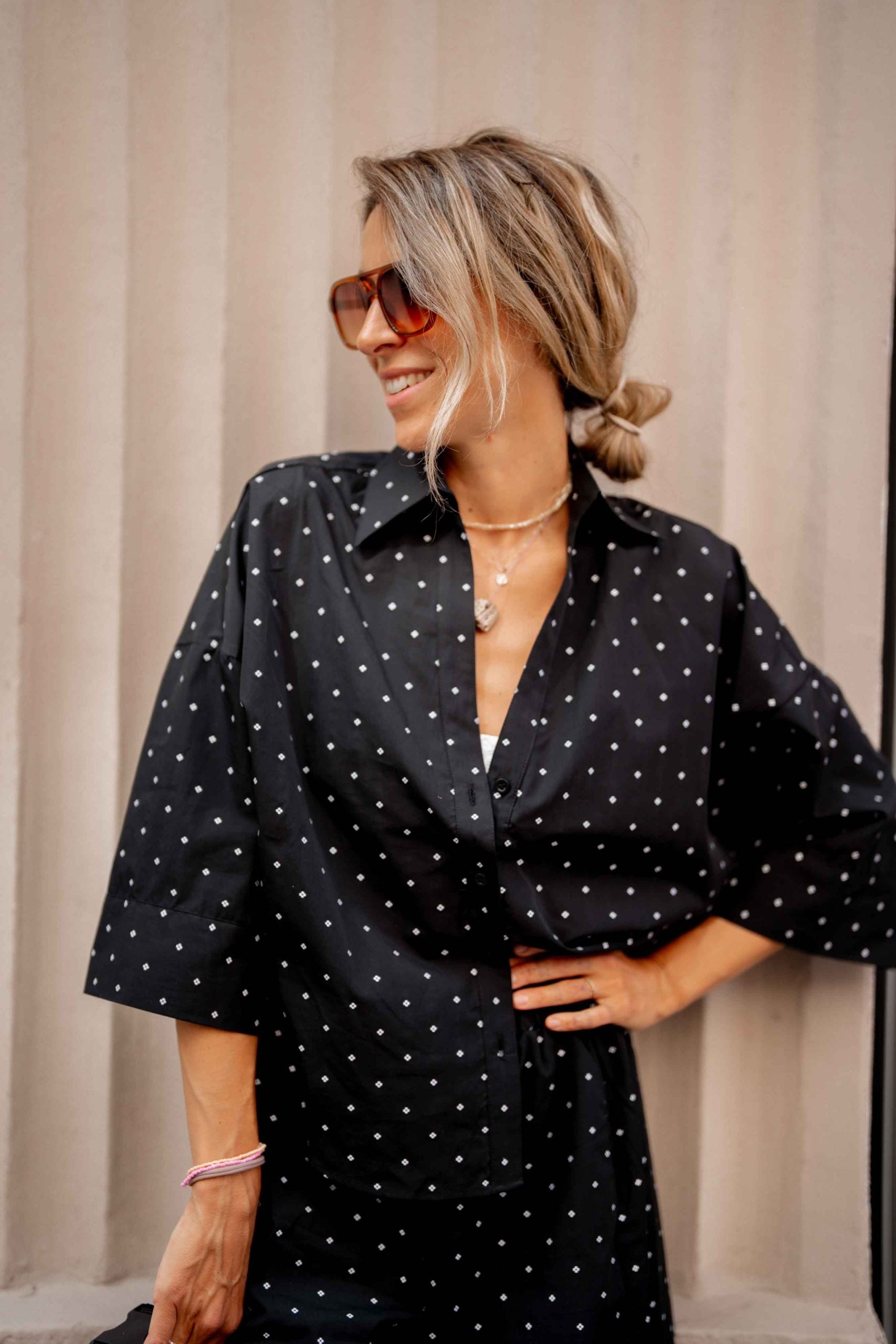 Комплект дълъг черен панталон с риза NERA