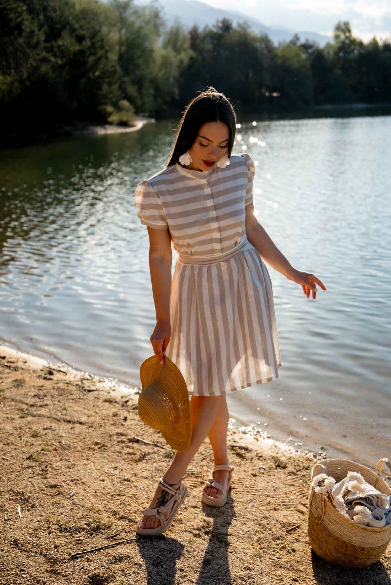 Къса рокля риза ELISA от ленена смес