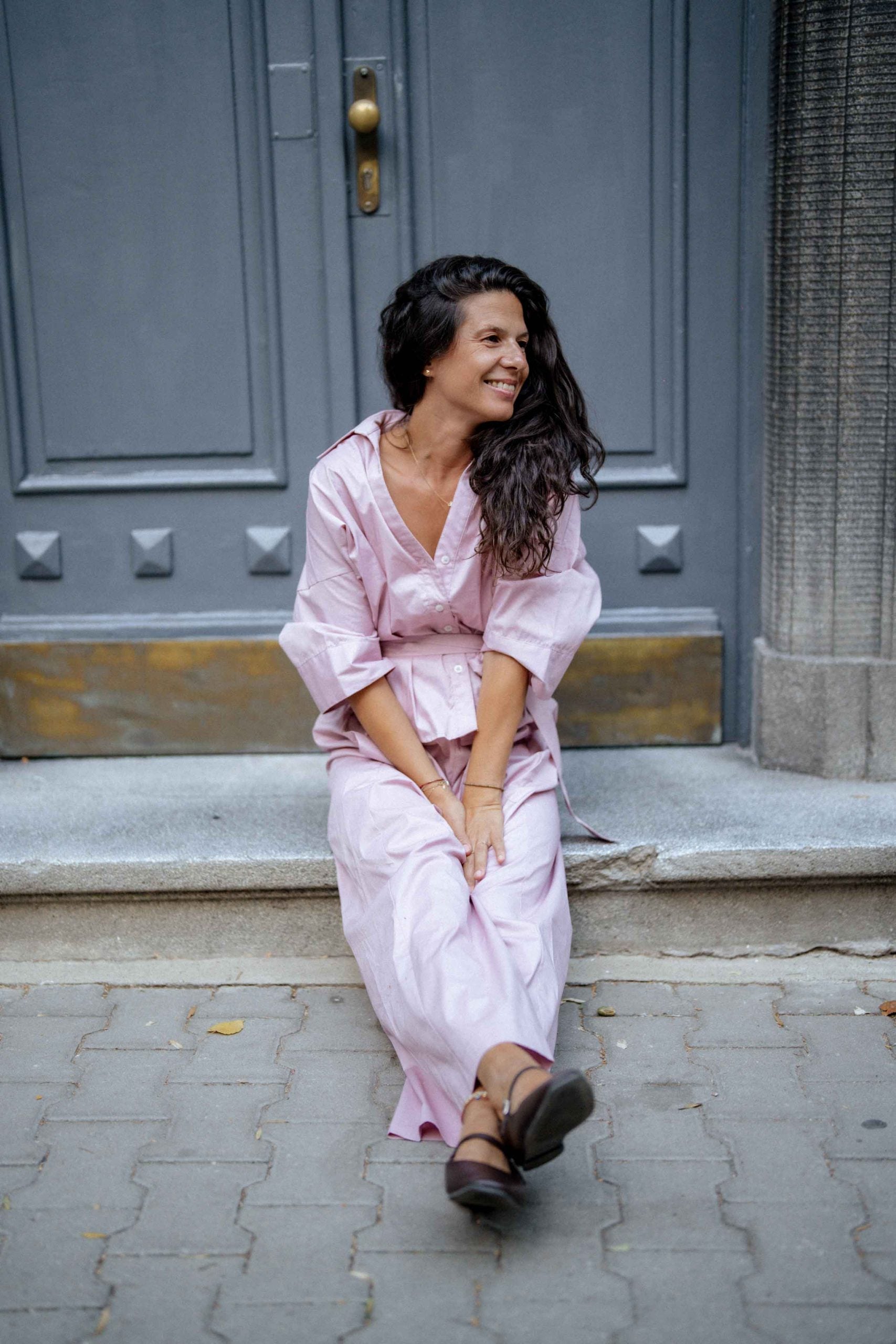 Розов комплект с панталон и риза RUBY