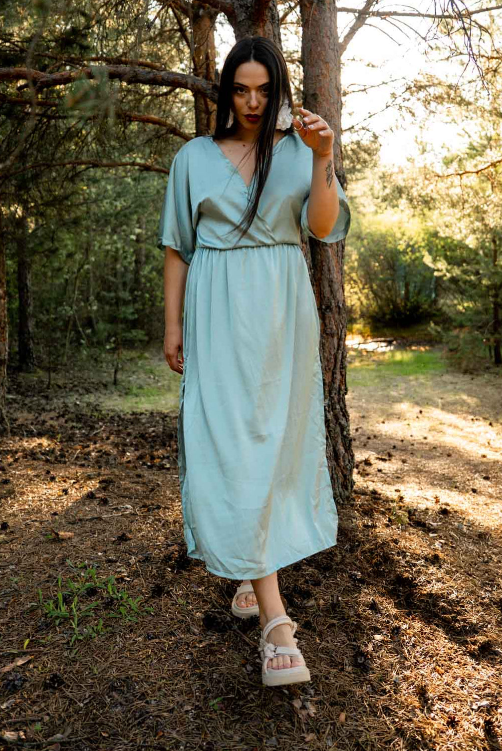 Дълга рокля от сатен PALOMA