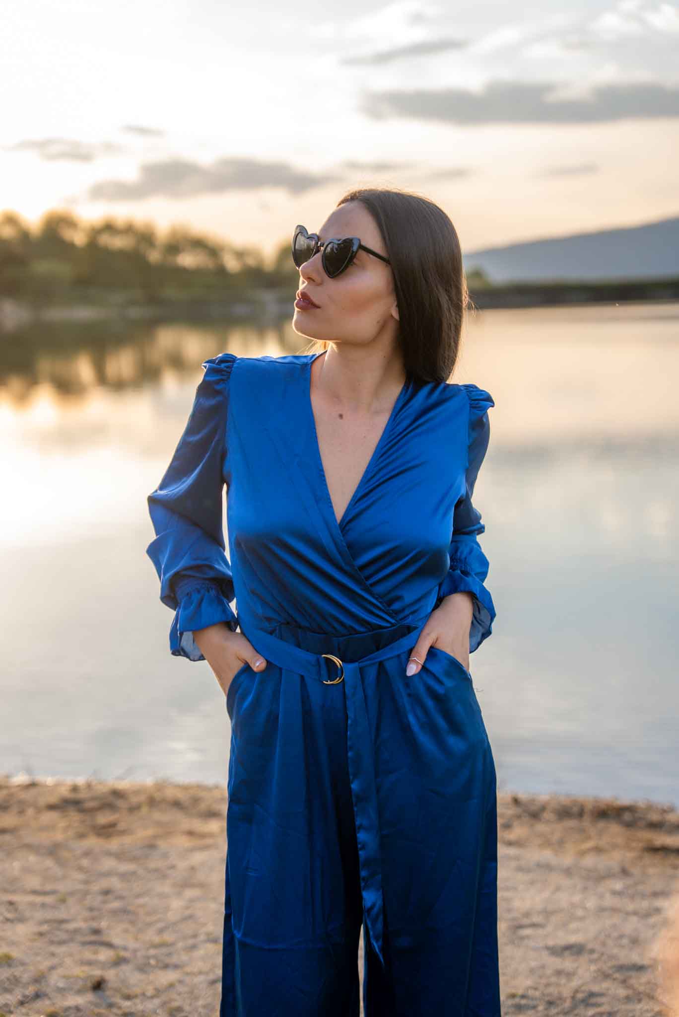 Дълъг гащеризон YVETTE от сатен