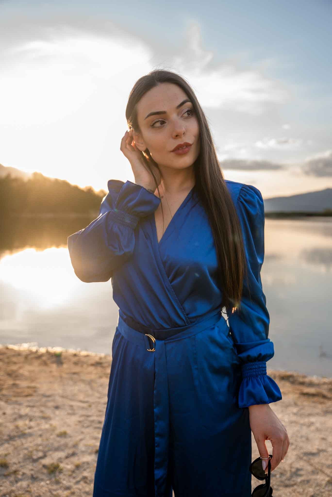 Дълъг гащеризон YVETTE от сатен