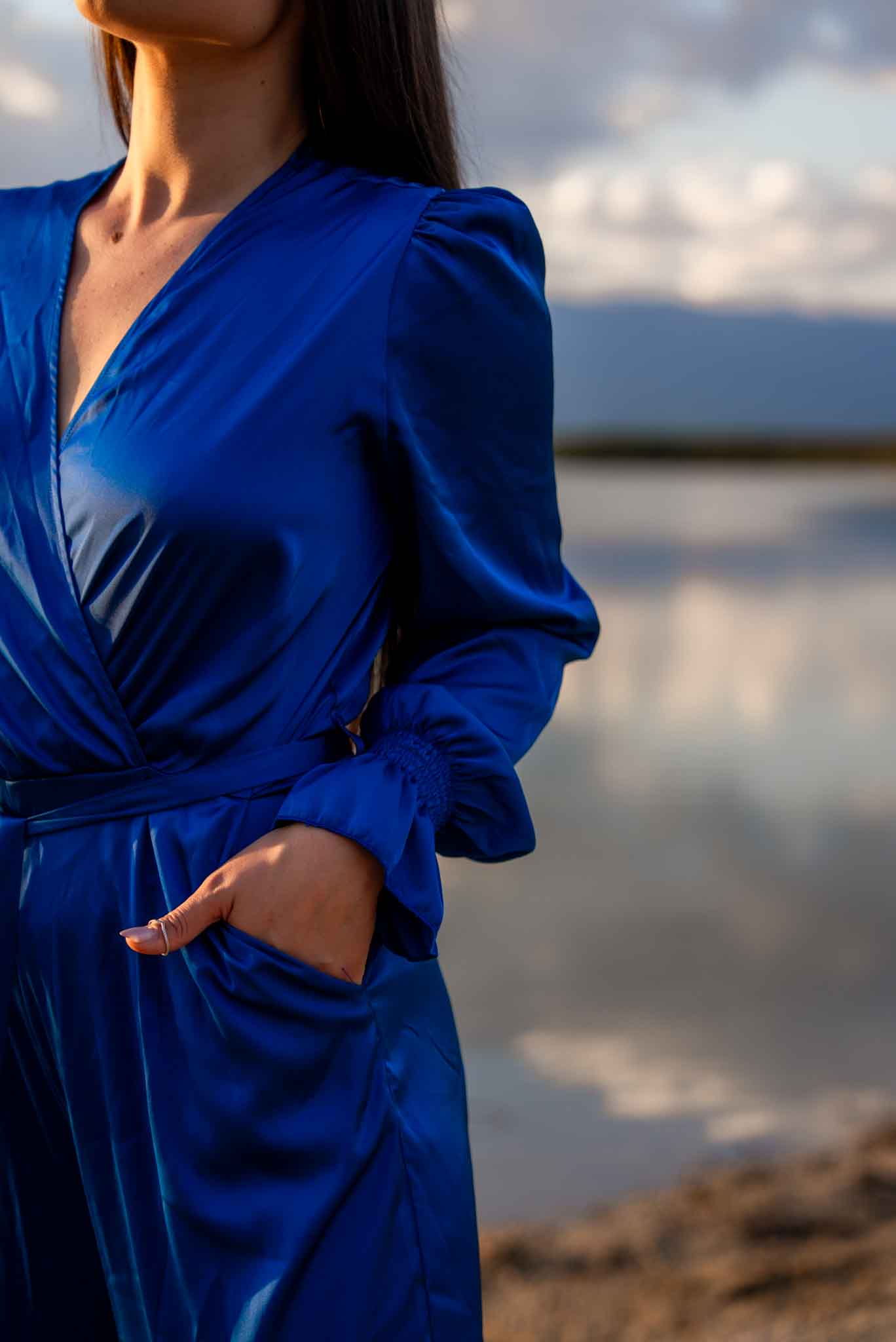 Дълъг гащеризон YVETTE от сатен