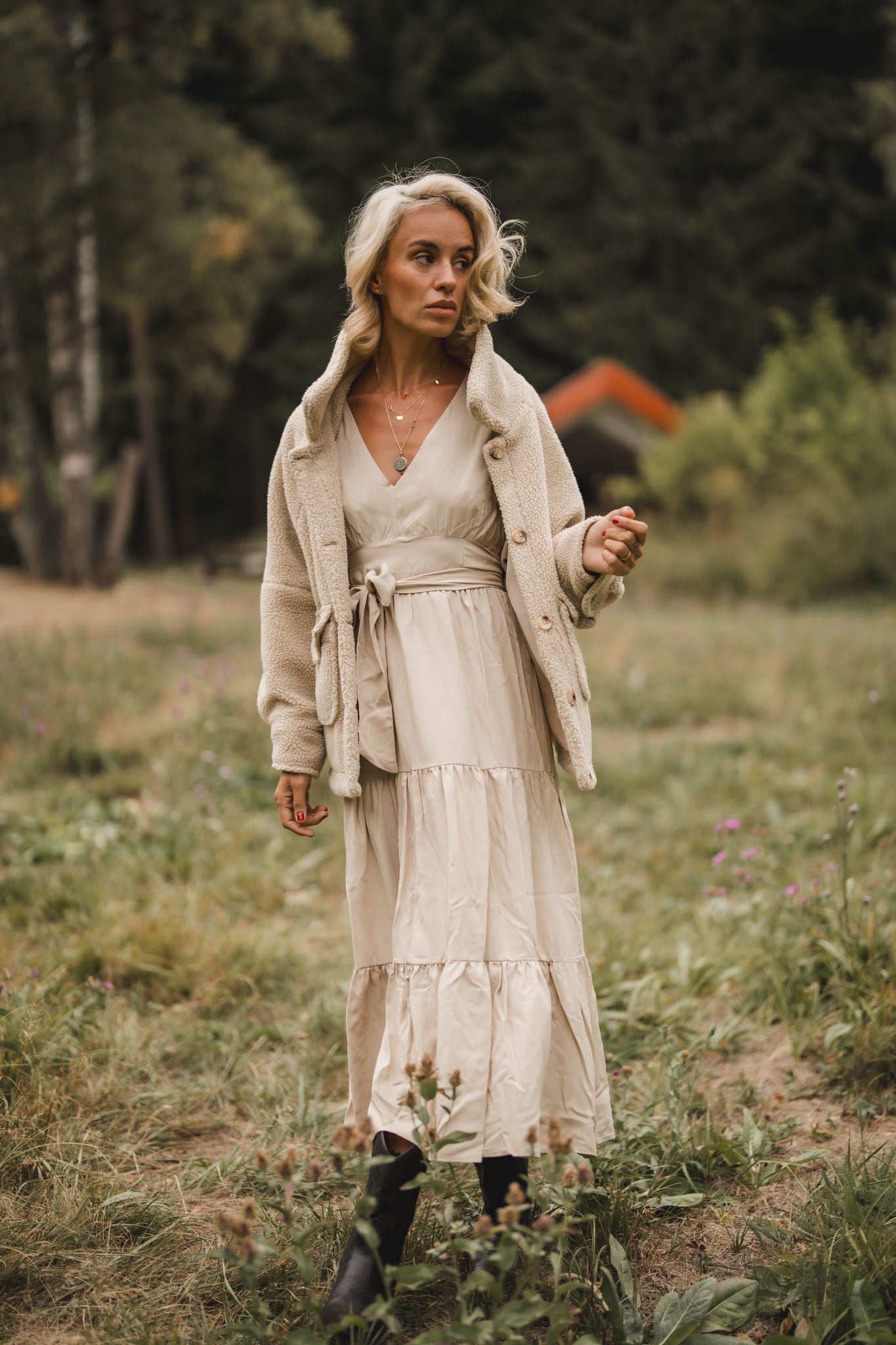 Късо вълнено палто ALISON от мъхеста материя