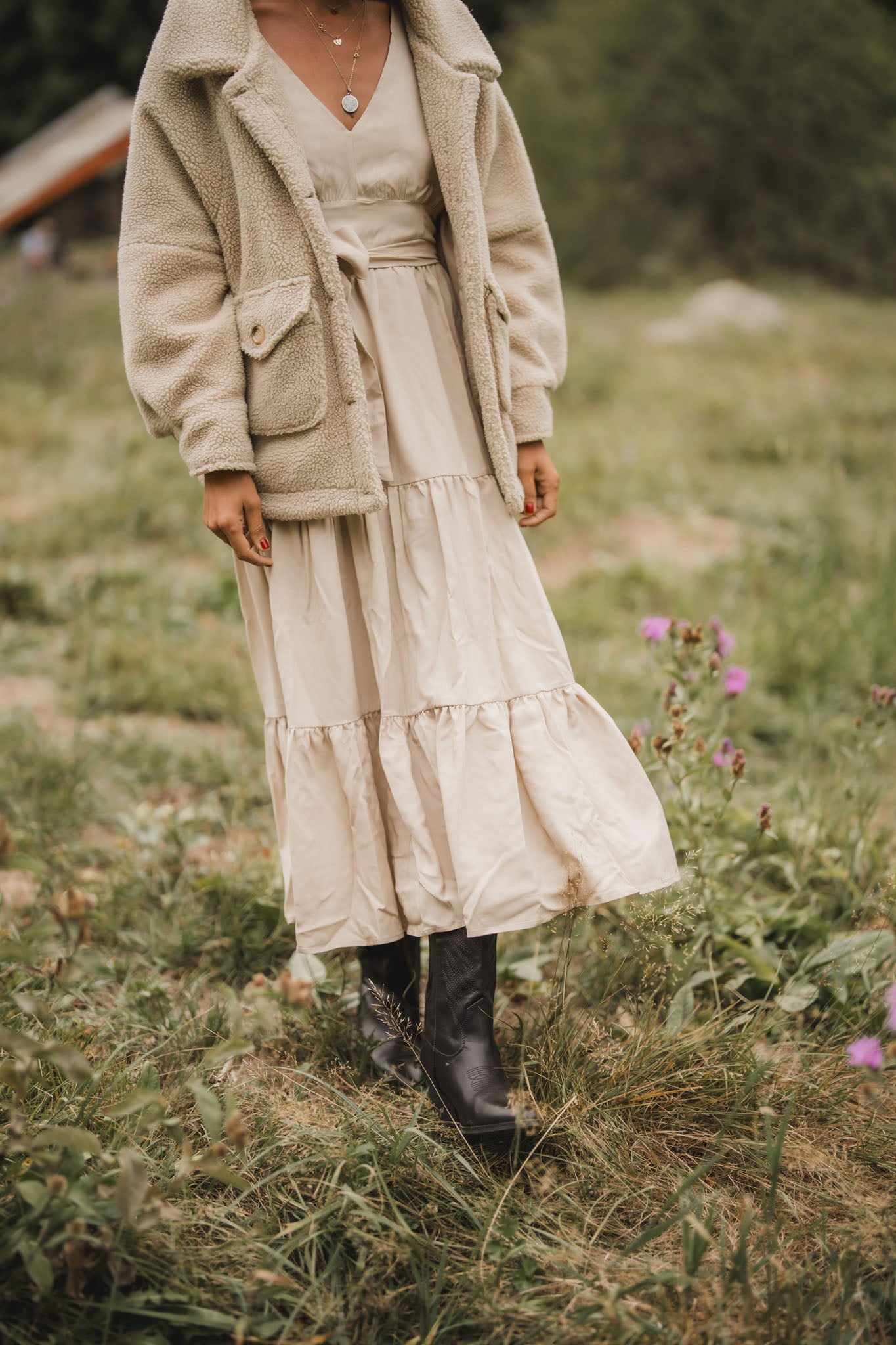 Късо вълнено палто ALISON от мъхеста материя