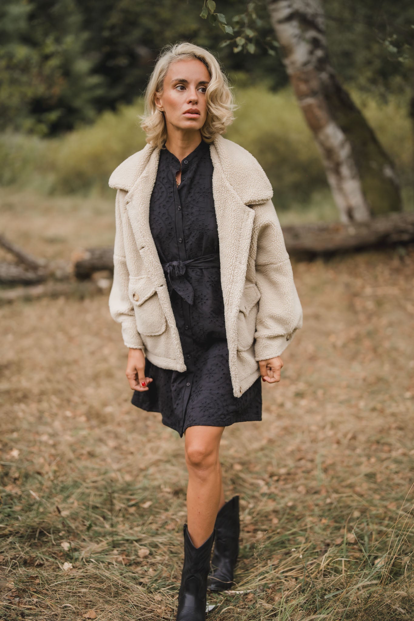 Късо вълнено палто ALISON от мъхеста материя