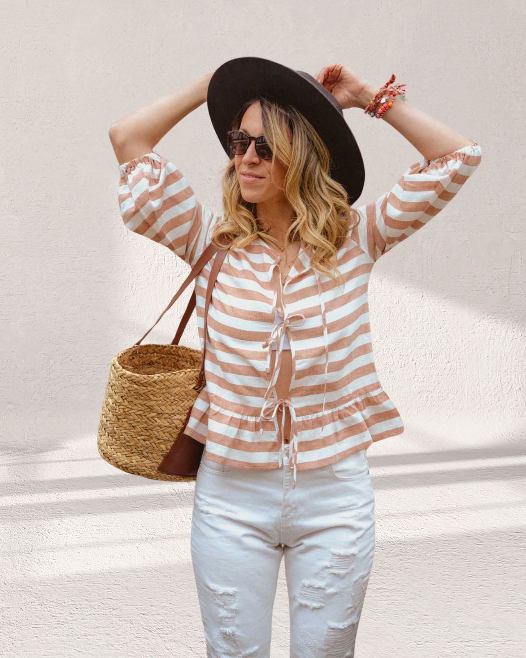 Ленена блуза с връзки TERESA