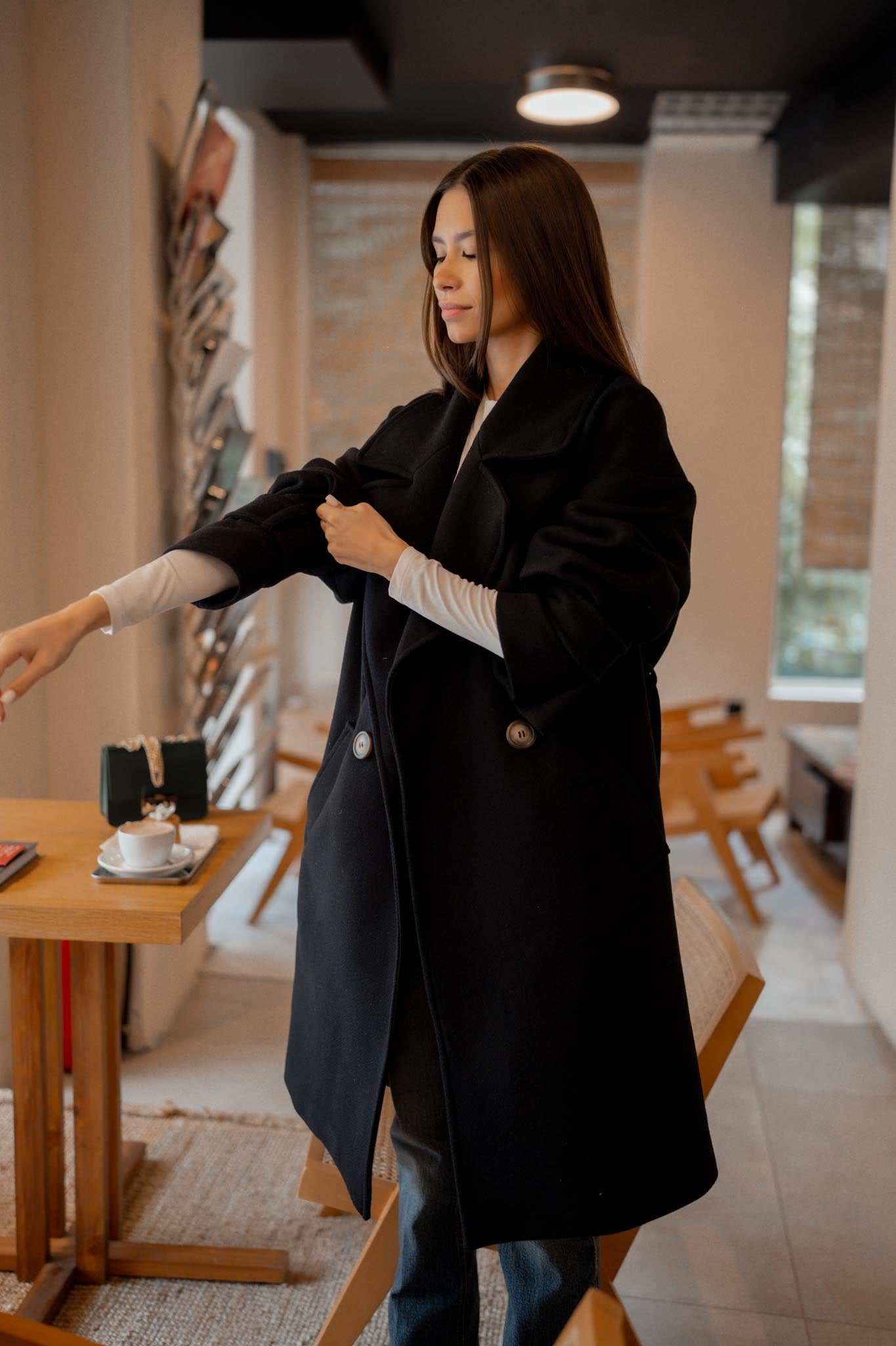 Дълго вълнено палто MILANO в черно