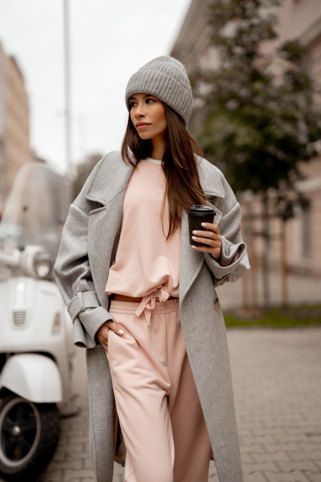 Дълго вълнено палто OSLO в сиво