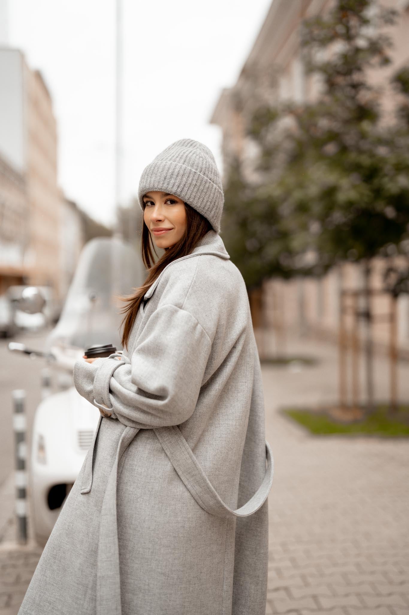 Дълго вълнено палто OSLO в сиво