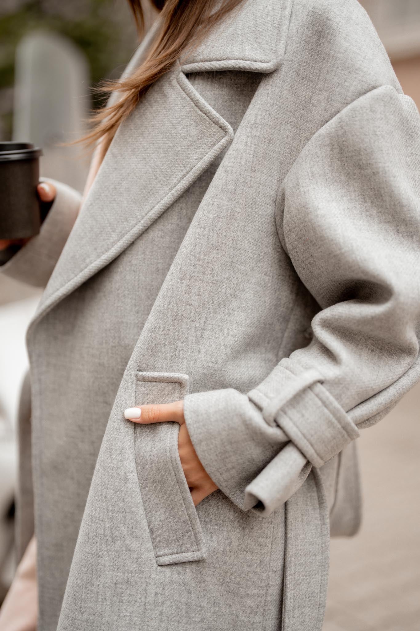 Дълго вълнено палто OSLO в сиво