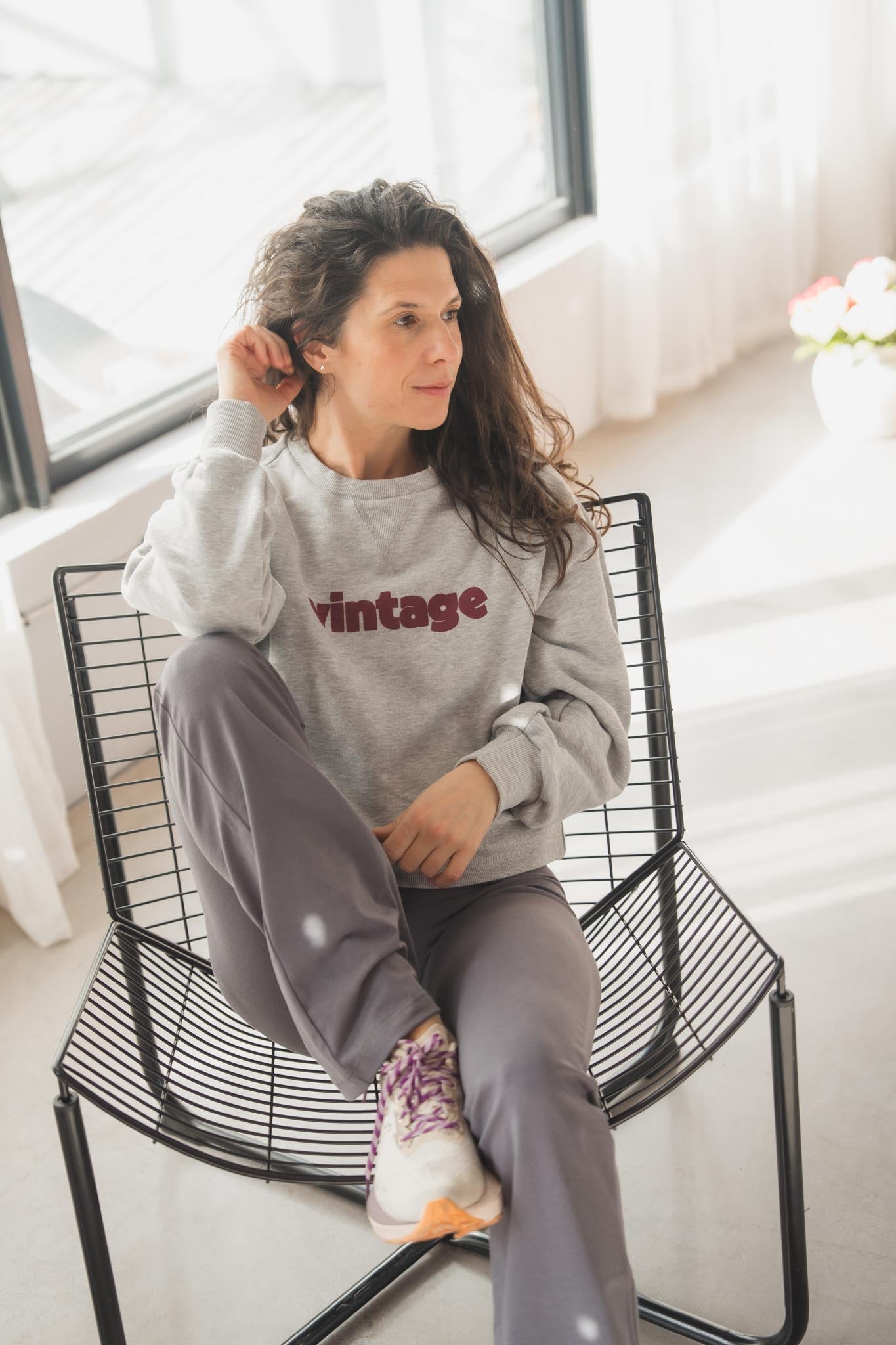 Широка блуза в светло сиво VINTAGE