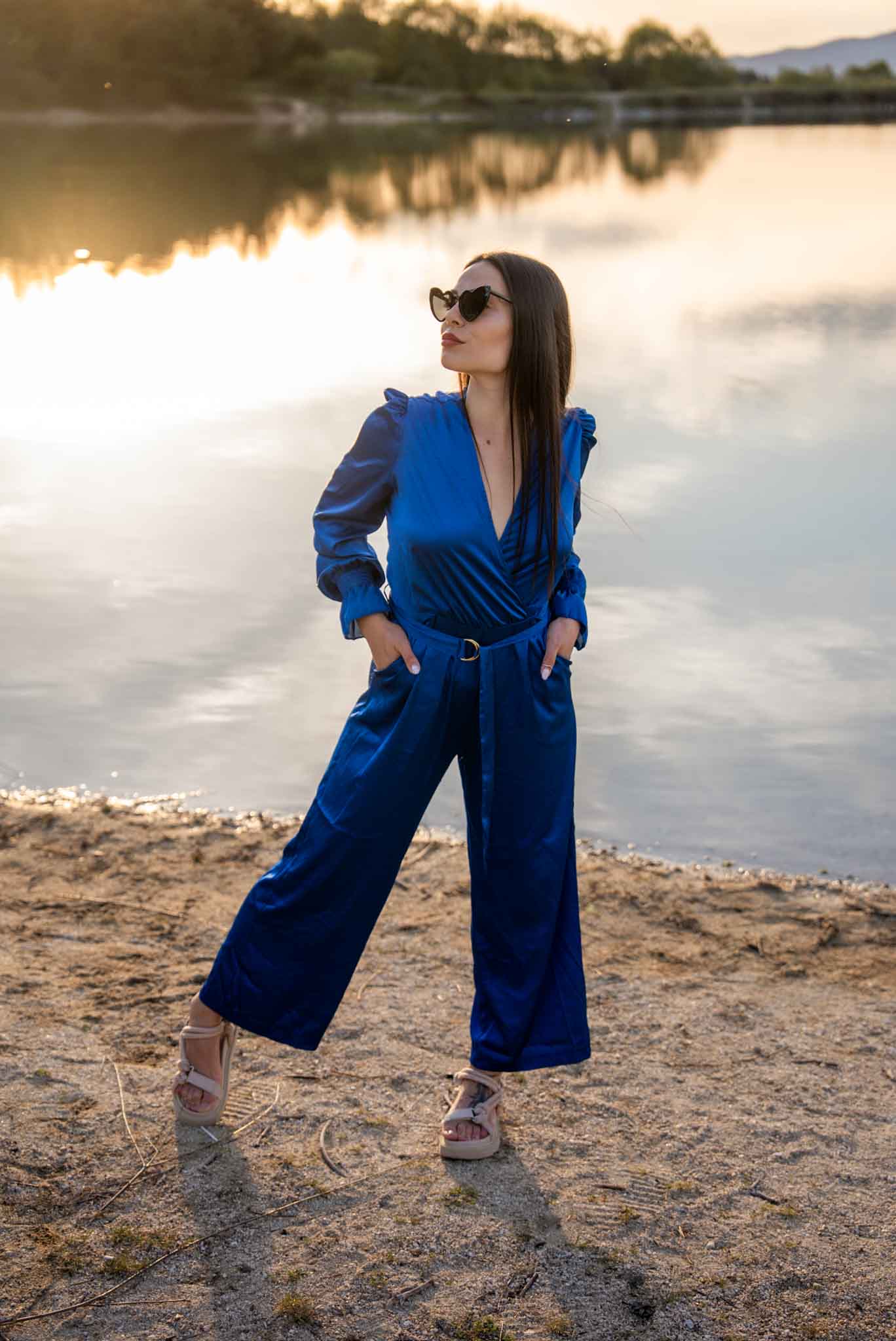 Дълъг гащеризон YVETTE от сатен