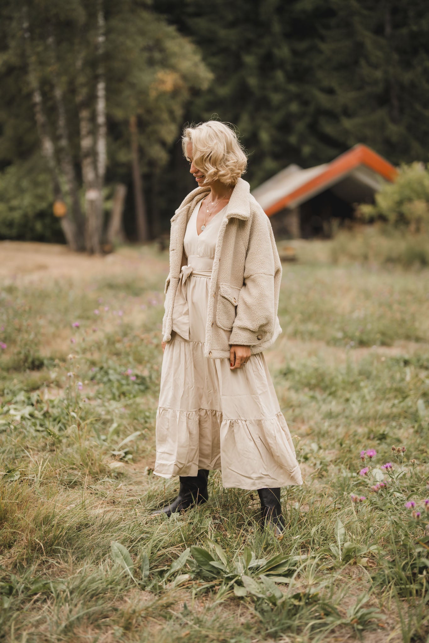 Късо вълнено палто ALISON от мъхеста материя