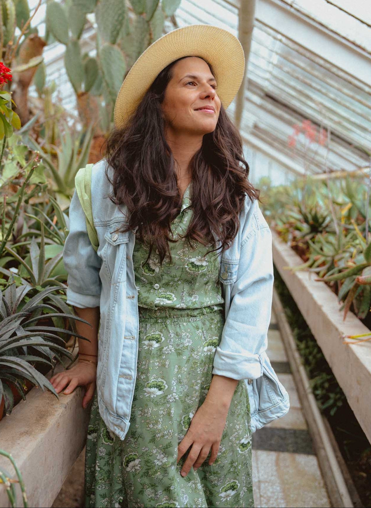 Дълга зелена рокля на цвeтя IRIS