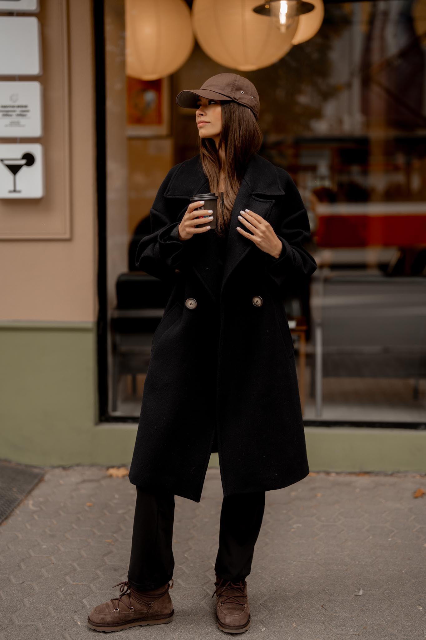 Дълго вълнено палто MILANO в черно