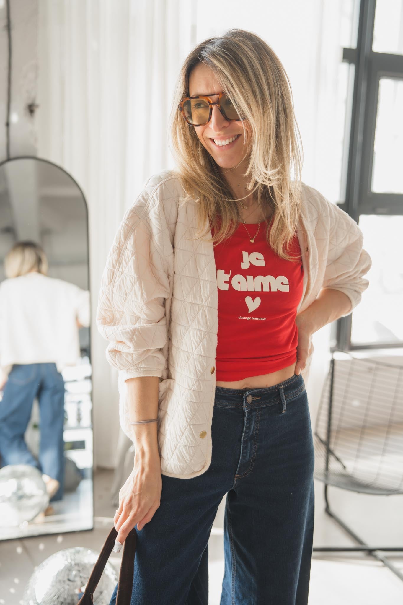 Капитониранo яке ECRU с джобове