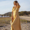 Жълта сатенена рокля SOPHIA